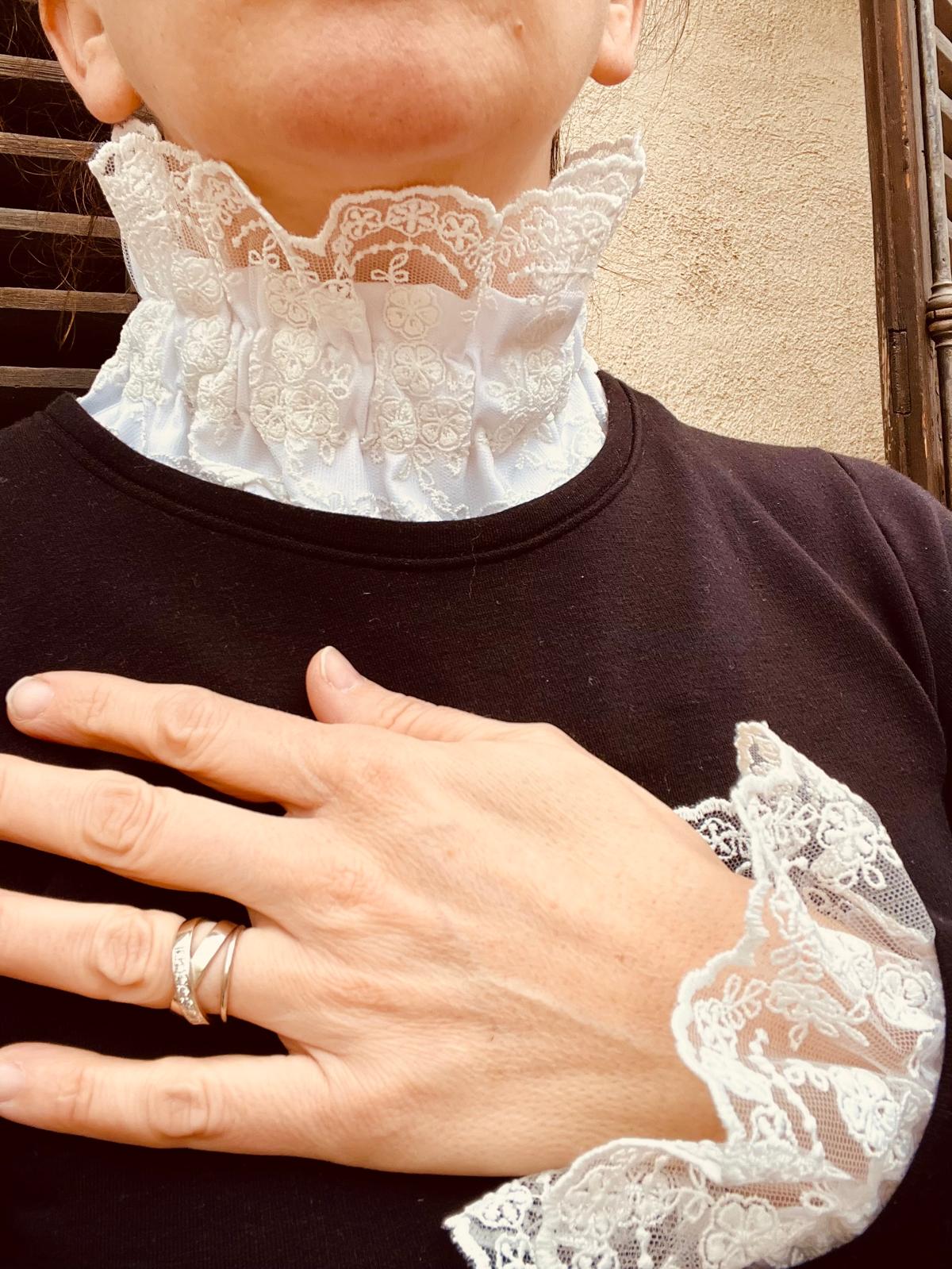 Manchettes amovibles dentelle1 ivoire et réversibles
