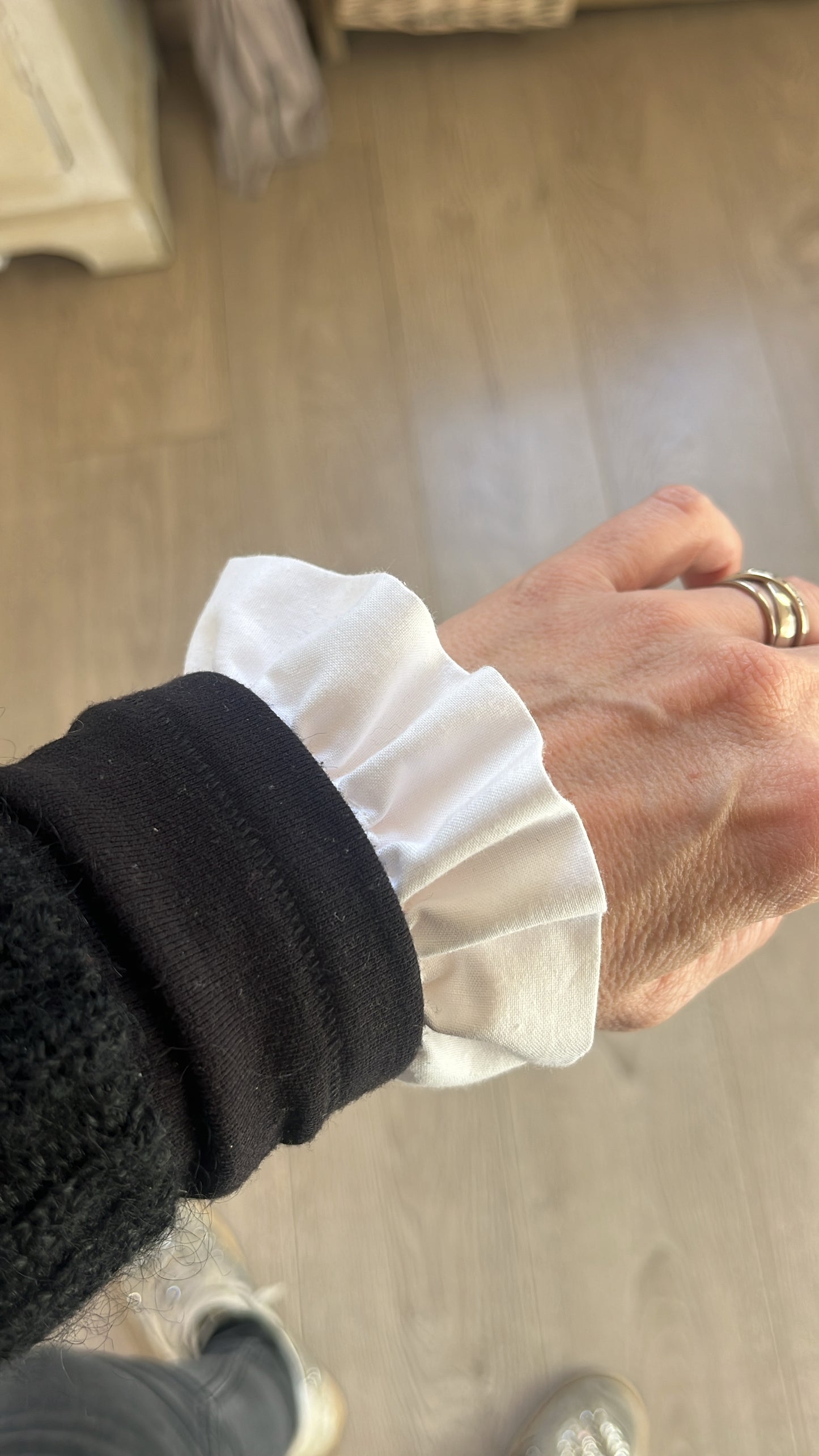 Ensemble Col et Manchettes amovibles blancs bouton doré