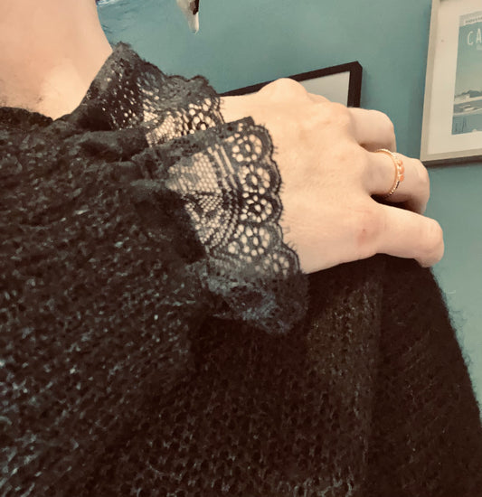 Ensemble Col et manchettes amovibles  dentelle noire 2