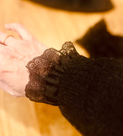 Ensemble Col et manchettes amovibles  dentelle noire 2