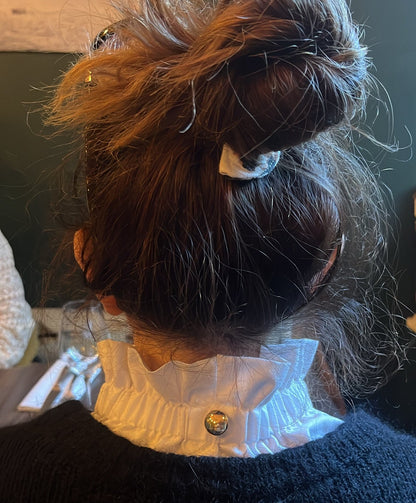 Ensemble Col et Manchettes amovibles blancs bouton doré