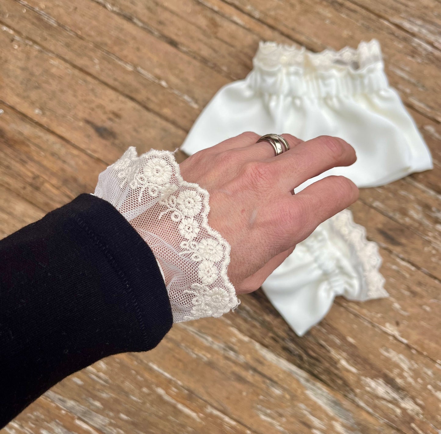 Manchettes amovibles dentelle ivoire3