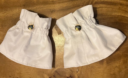 Manchettes blanches amovibles bouton doré