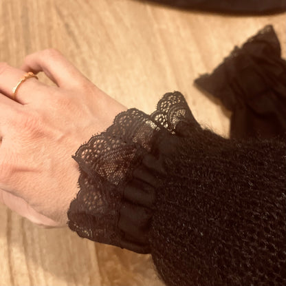 Ensemble Col et manchettes amovibles  dentelle noire 2