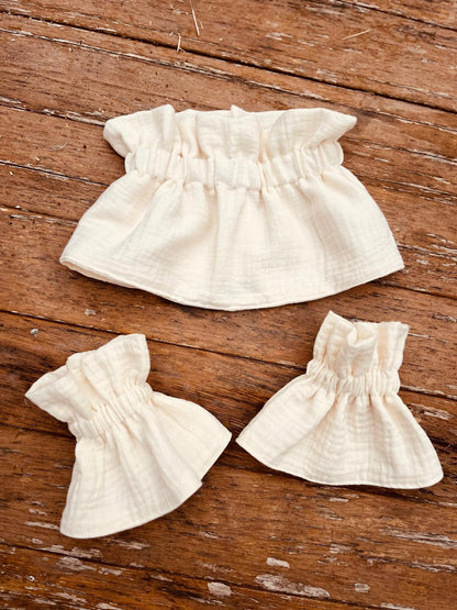 Ensemble Col et Manchettes amovibles double gaze de coton couleur crème