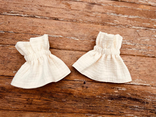 Manchettes amovibles double gaze de coton couleur crème