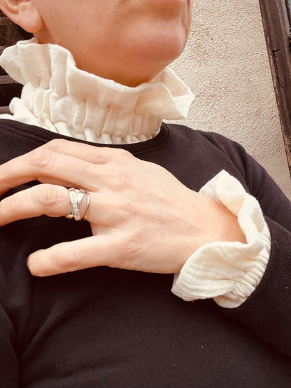 Col amovible double gaze de coton couleur crème