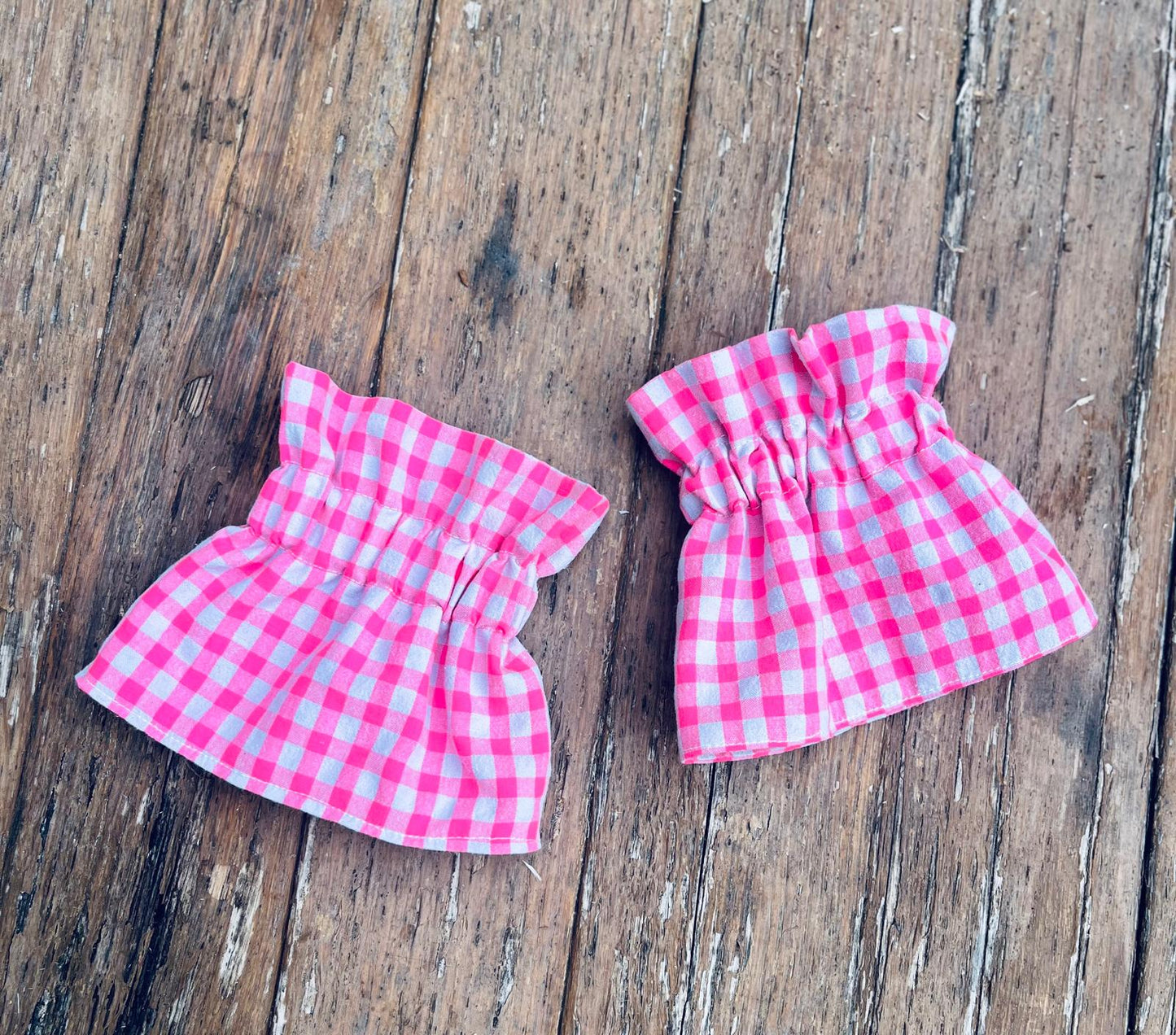 Manchettes amovibles carreaux rose fluo