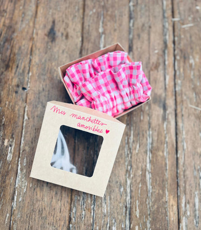 Manchettes amovibles carreaux rose fluo