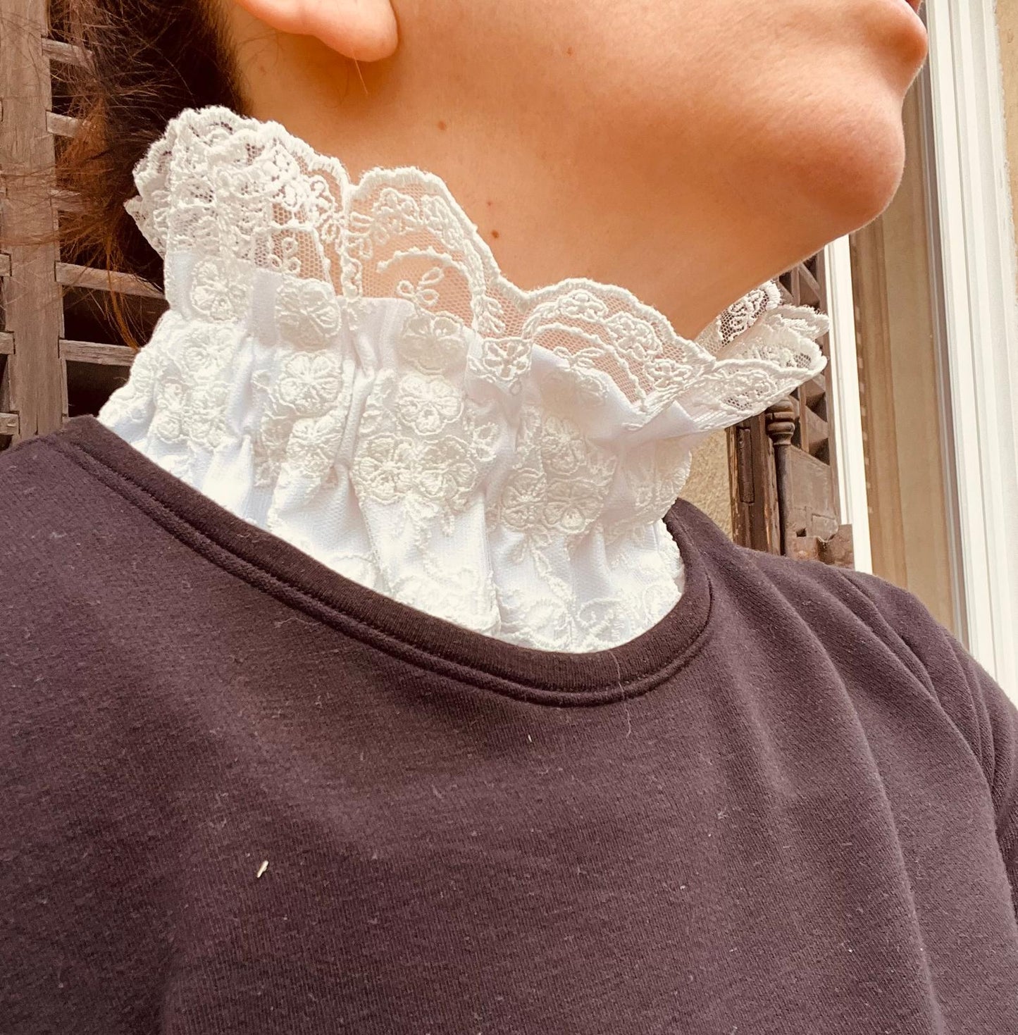 Col  amovible dentelle1 ivoire