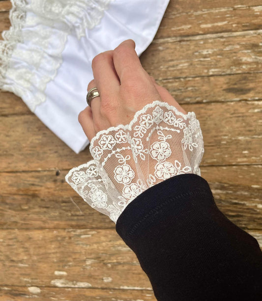 Manchettes amovibles dentelle1 ivoire et réversibles