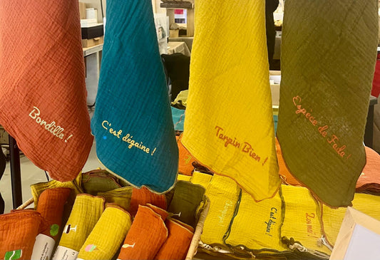 Torchons brodés expressions marseillaises personnalisés