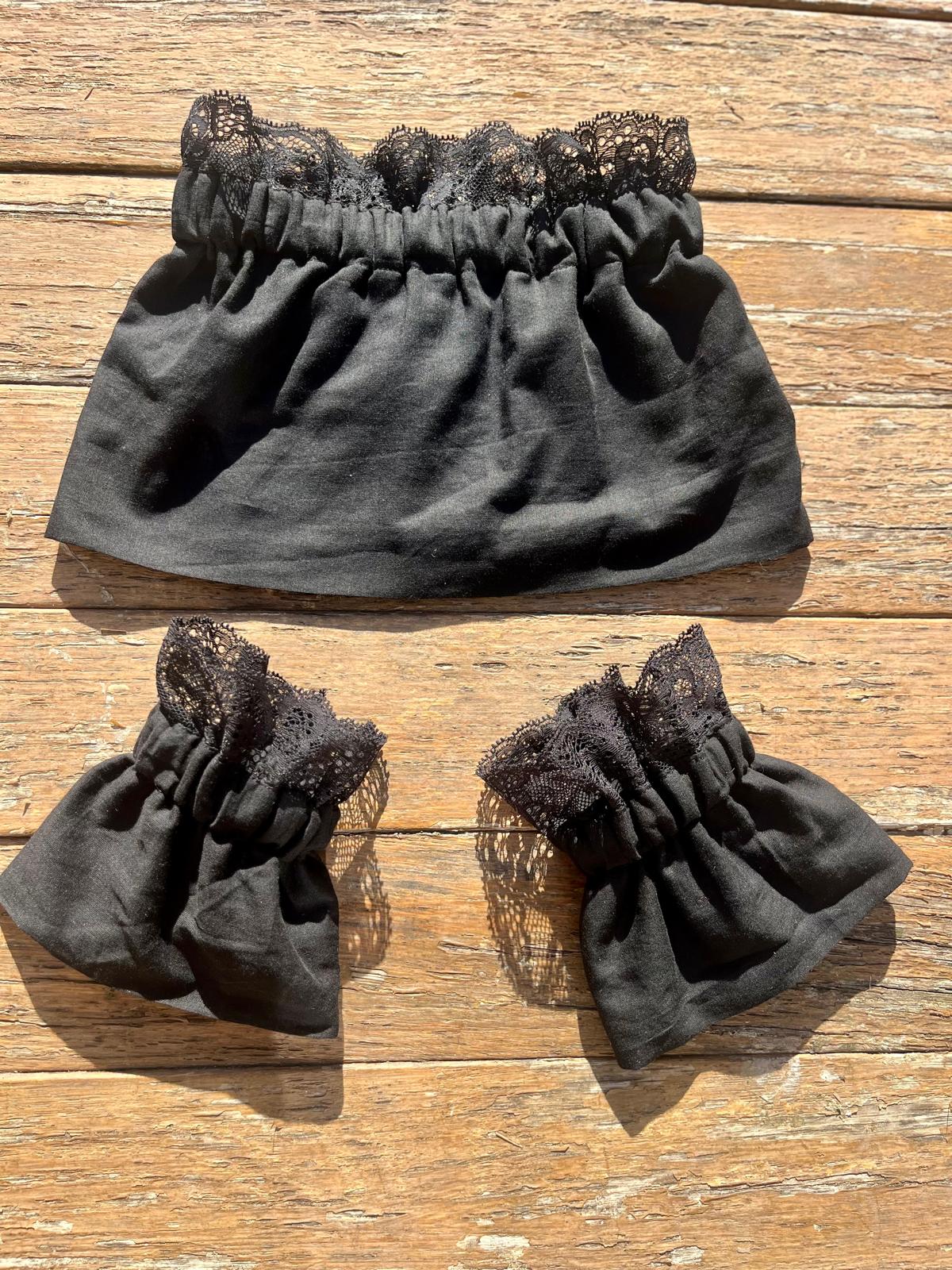 Manchettes amovibles et réversibles dentelle noire 1