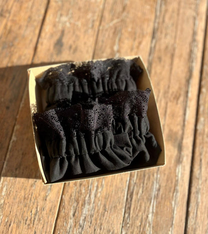 Ensemble Col et Manchettes amovibles réversibles dentelle noire 1