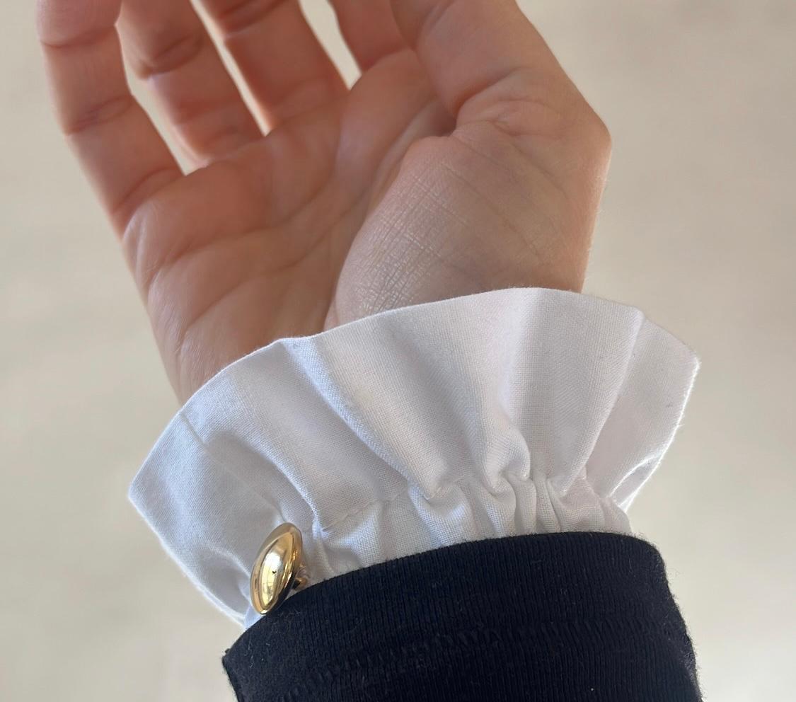 Ensemble Col et Manchettes amovibles blancs bouton doré